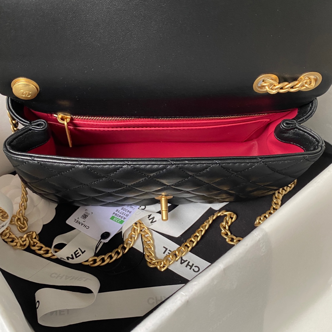 Bagsaaa Ch**el Flap Bag Flower Chain Black Bag - 14.5X23.5X7cm
