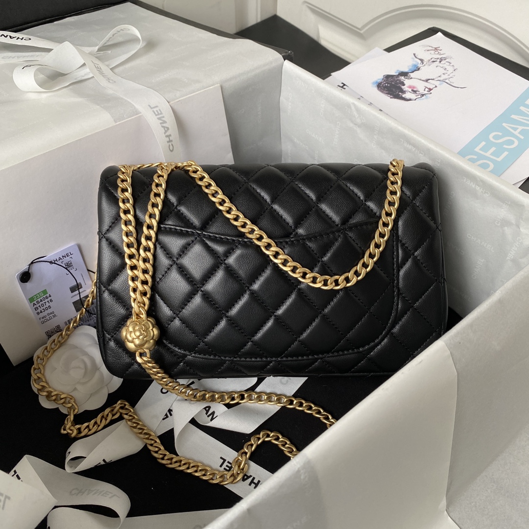 Bagsaaa Ch**el Flap Bag Flower Chain Black Bag - 14.5X23.5X7cm