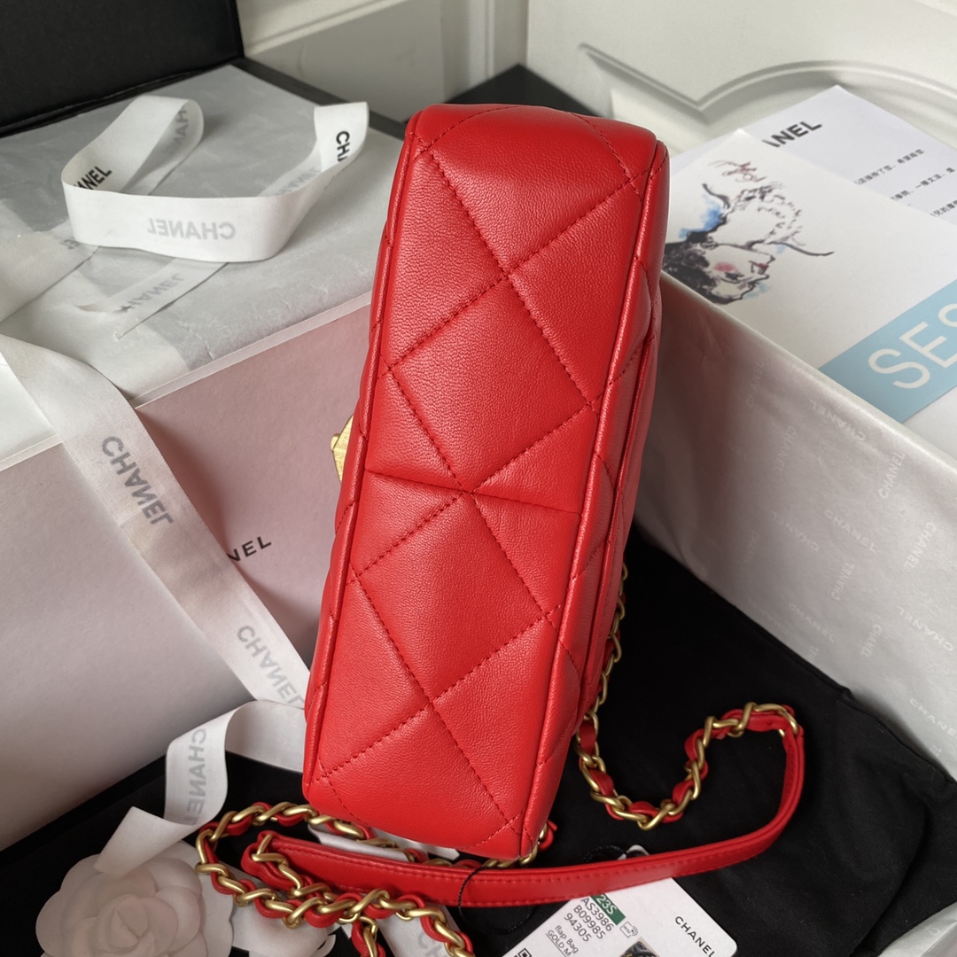 Bagsaaa Ch**el Small Flap Bag Lambskin Red - 21X14X7cm