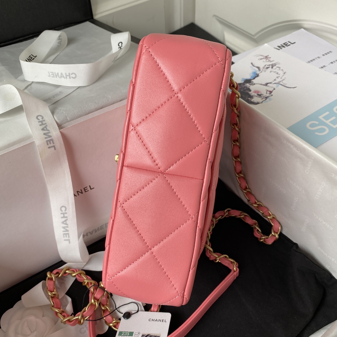 Bagsaaa Ch**el Small Flap Bag Lambskin Pink - 21X14X7cm