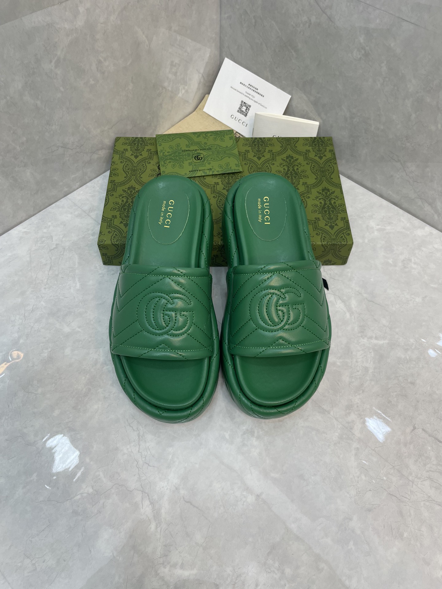 Bagsaaa Gvc*1 Interlocking G Slides Green