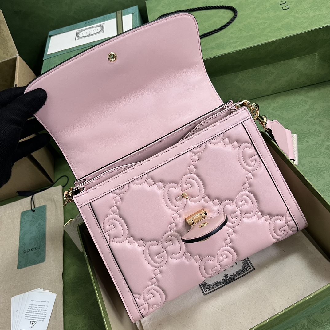 Bagsaaa GG Matelassé pink handbag - 25.5x 20.5x 12.5cm