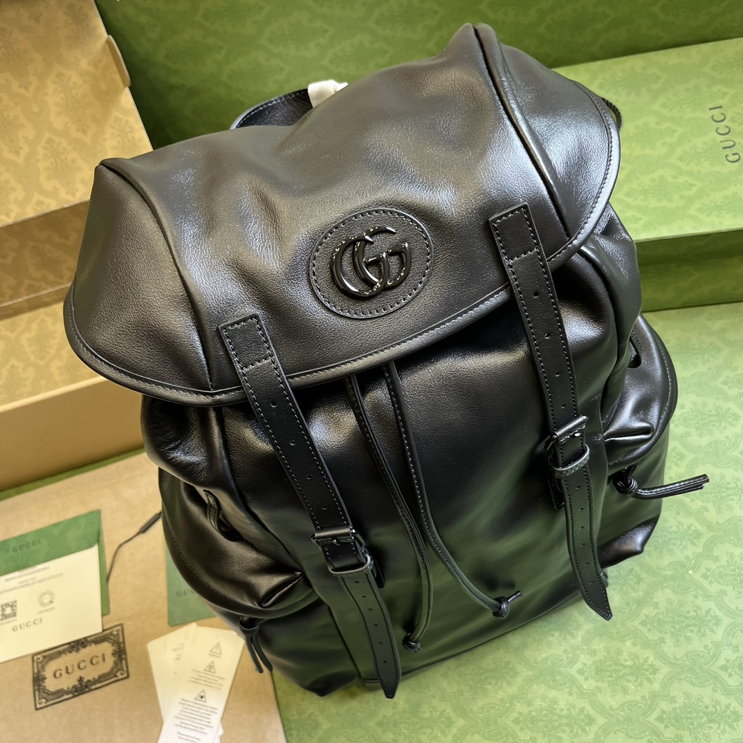 Bagsaaa Gvc*1 Leather Double G backpack black -38x 44x 15cm