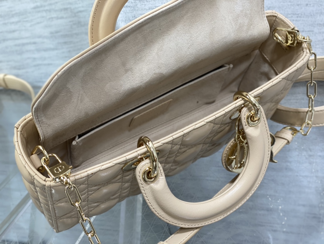 Bagsaaa D10r Lady D - Joy Medium Beige Bag - 26 x 13.5 x 5 cm