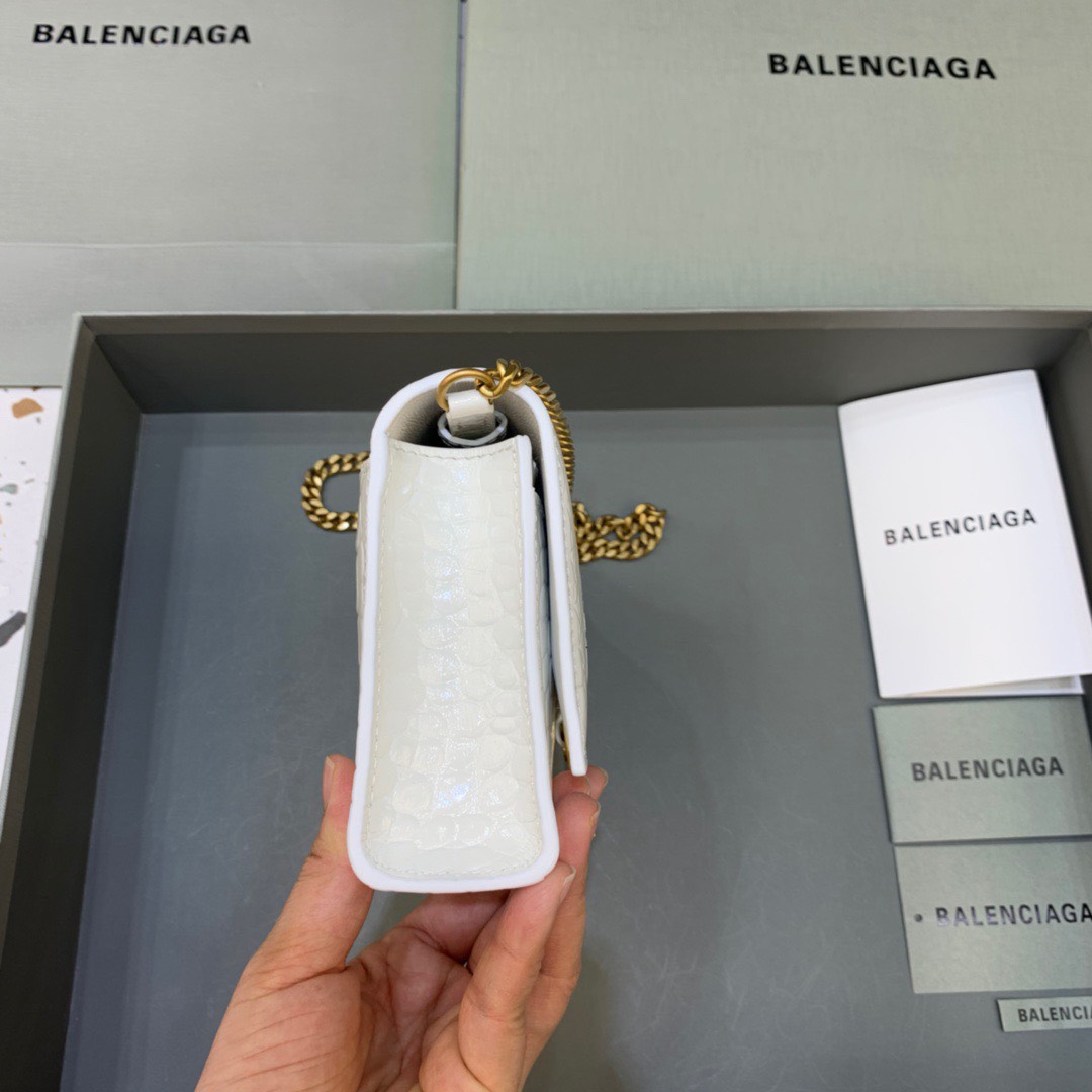 Bagsaaa Ba1en*iaga Hourglass Wallet On Chain White Bag - 19cm