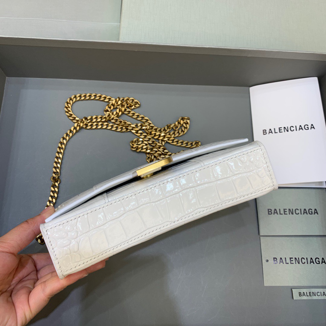 Bagsaaa Ba1en*iaga Hourglass Wallet On Chain White Bag - 19cm