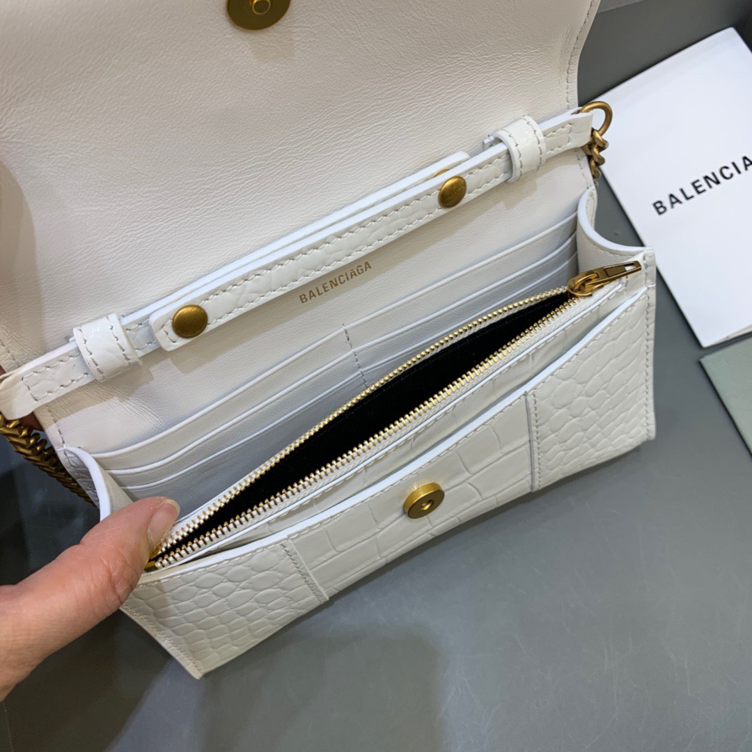 Bagsaaa Ba1en*iaga Hourglass Wallet On Chain White Bag - 19cm