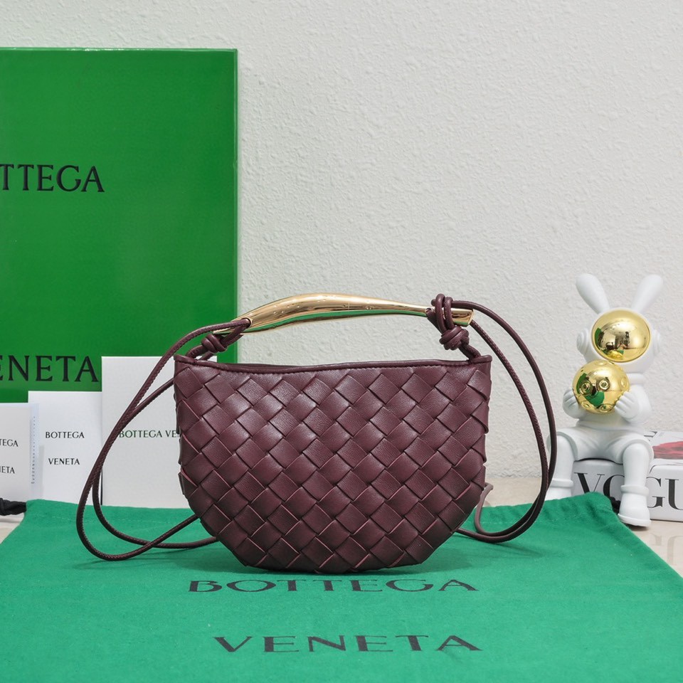 Bagsaaa B0tt*ga Ven*ta Sardine Top Handle Burgundy Bag - 20*12*2.5cm