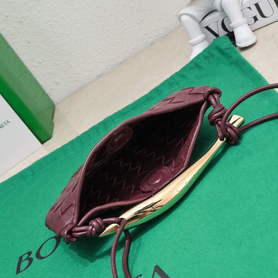 Bagsaaa B0tt*ga Ven*ta Sardine Top Handle Burgundy Bag - 20*12*2.5cm