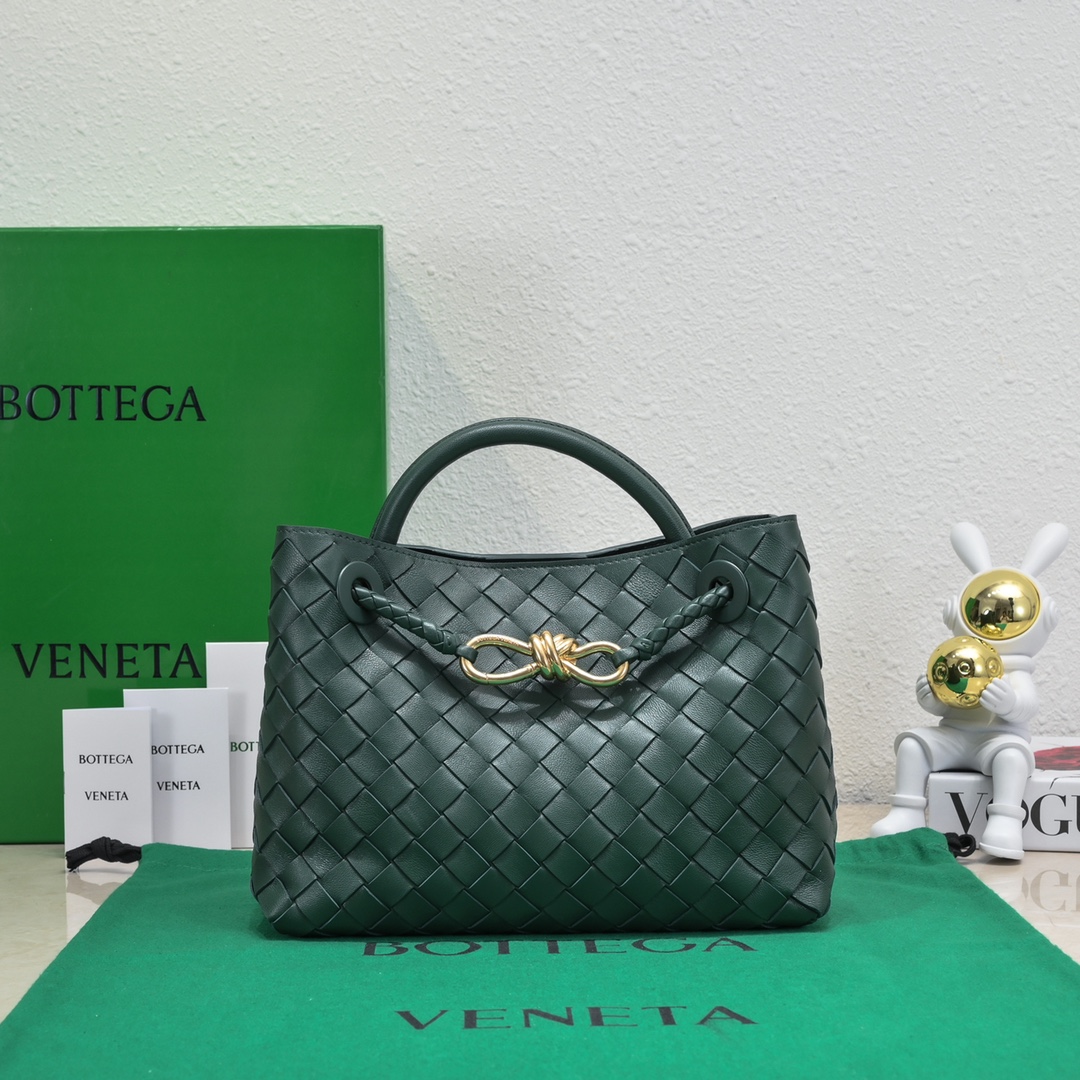 Bagsaaa B0tt*ga Ven*ta Andiamo Medium dark green leather tote bag - 19*25*10.5cm