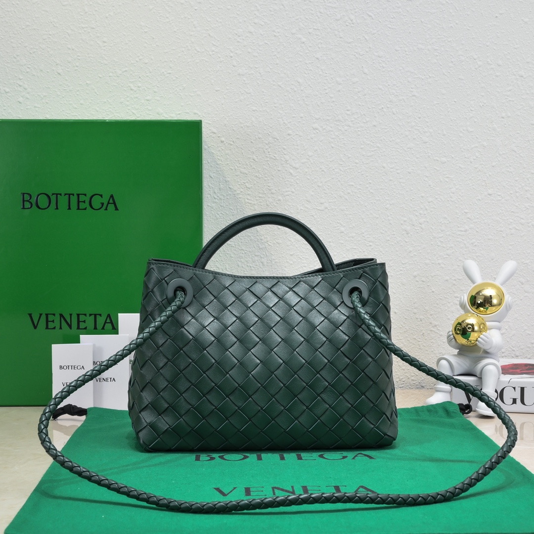 Bagsaaa B0tt*ga Ven*ta Andiamo Medium dark green leather tote bag - 19*25*10.5cm