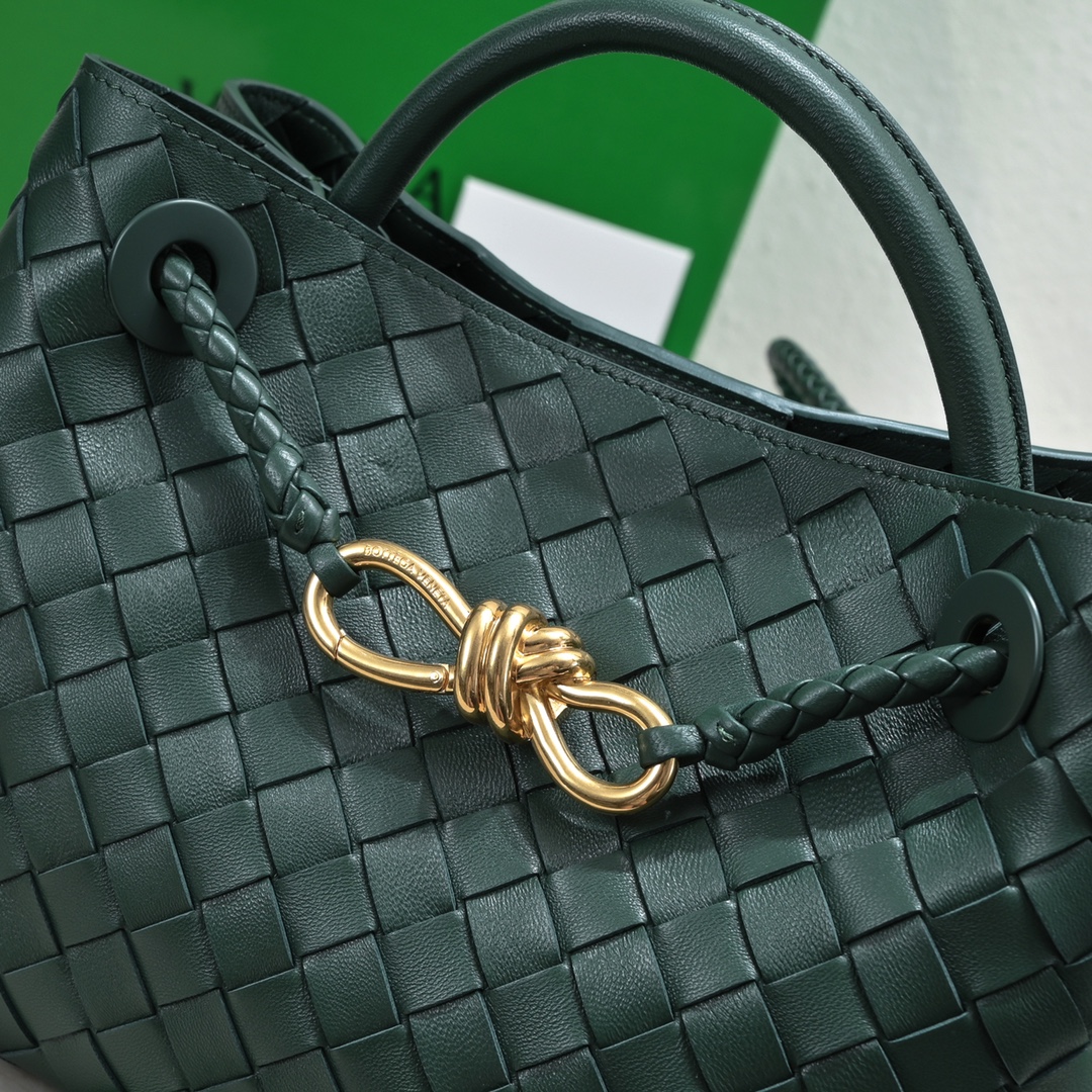 Bagsaaa B0tt*ga Ven*ta Andiamo Medium dark green leather tote bag - 19*25*10.5cm