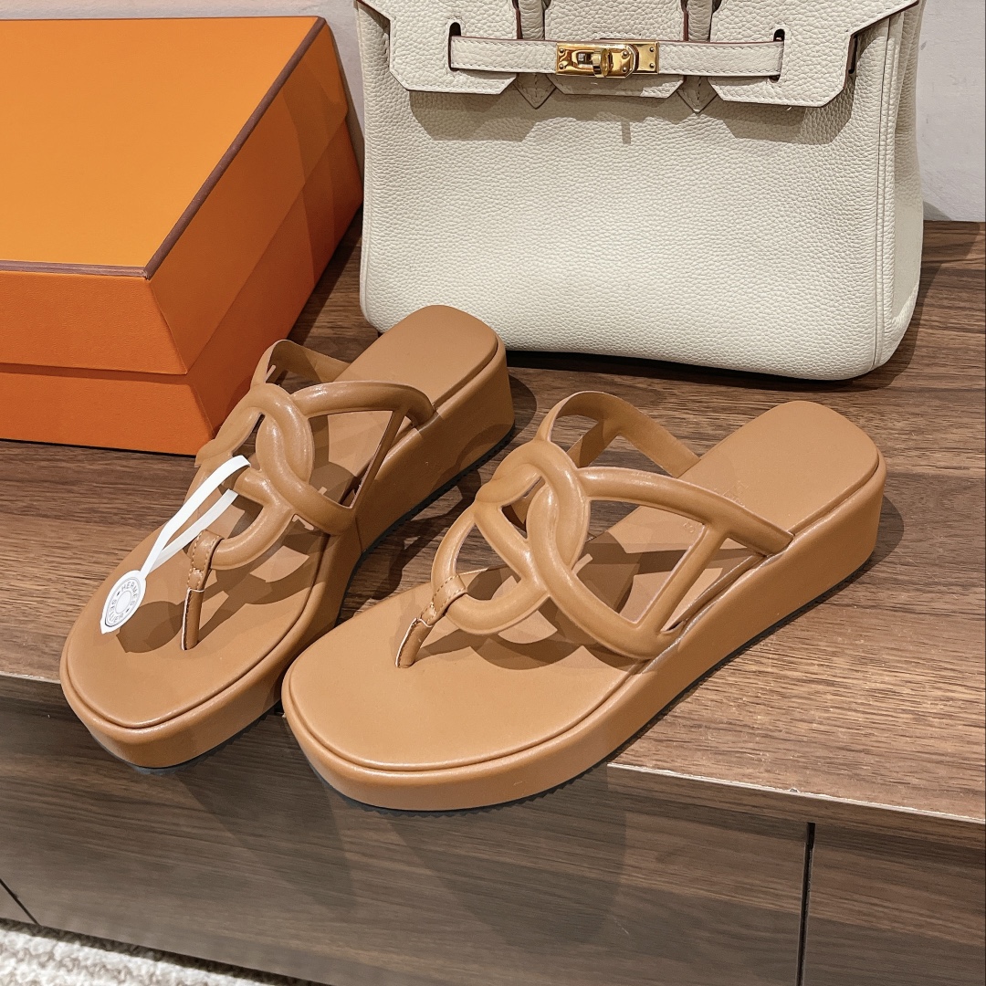 Bagsaaa H**me5 Leather Flip Flop 5 colors (brown, black, blue, white, burgundy)
