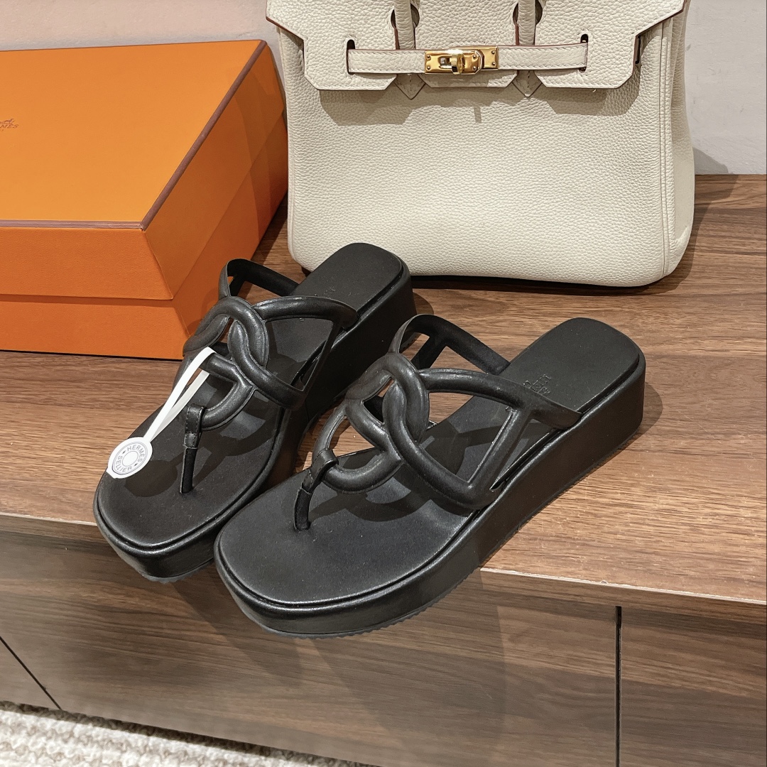 Bagsaaa H**me5 Leather Flip Flop 5 colors (brown, black, blue, white, burgundy)