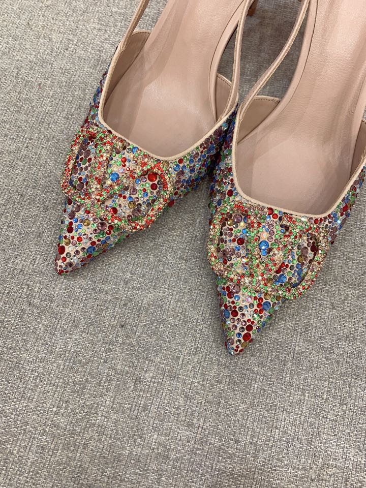 Bagsaaa Va1e*ntin0 VLOGO GLOW Crystal SLINGBACK MULTICOLOR PUMP 80 MM