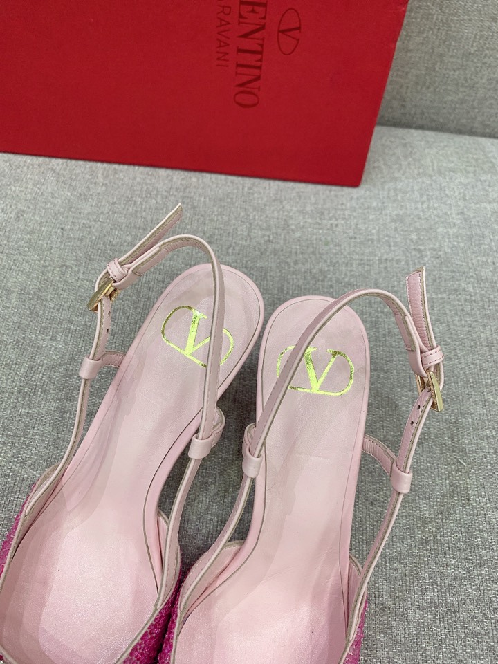 Bagsaaa Va1e*ntin0 VLOGO GLOW Crystal SLINGBACK Pink PUMP 80 MM