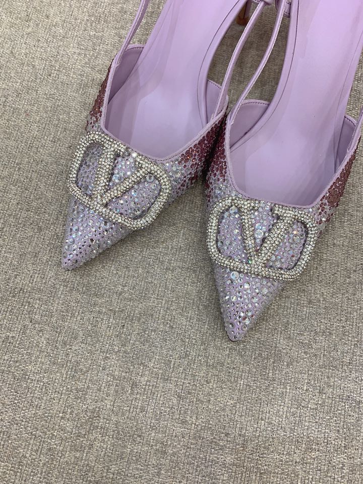 Bagsaaa Va1e*ntin0 VLOGO GLOW Crystal SLINGBACK Purple PUMP 80 MM