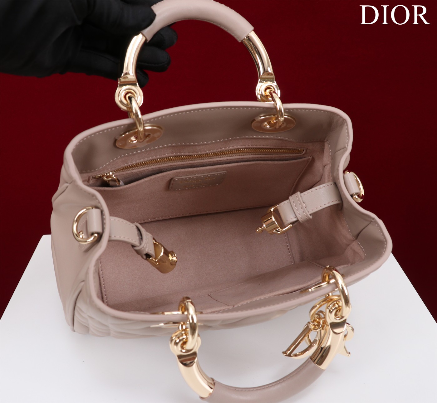 Bagsaaa D10r Lady 95.22 Nude Bag Gold Hardware - 30×19×12cm