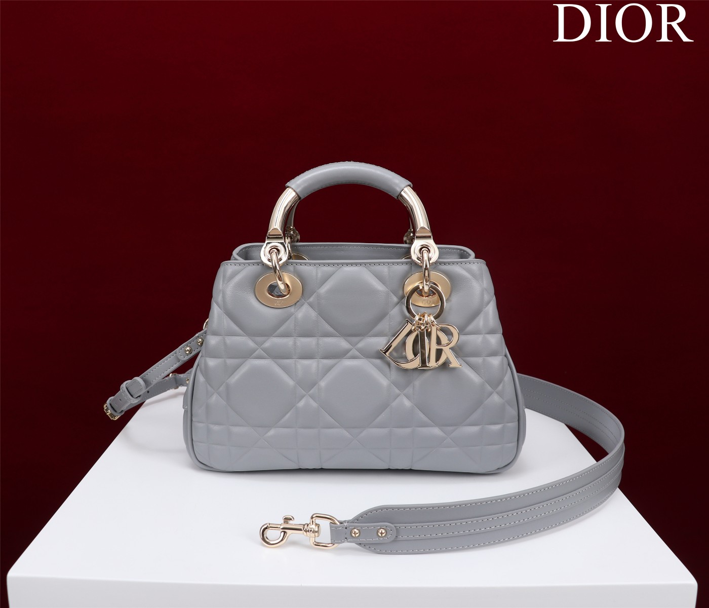 Bagsaaa D10r Lady 95.22 Grey Bag Gold Hardware - 30×19×12cm