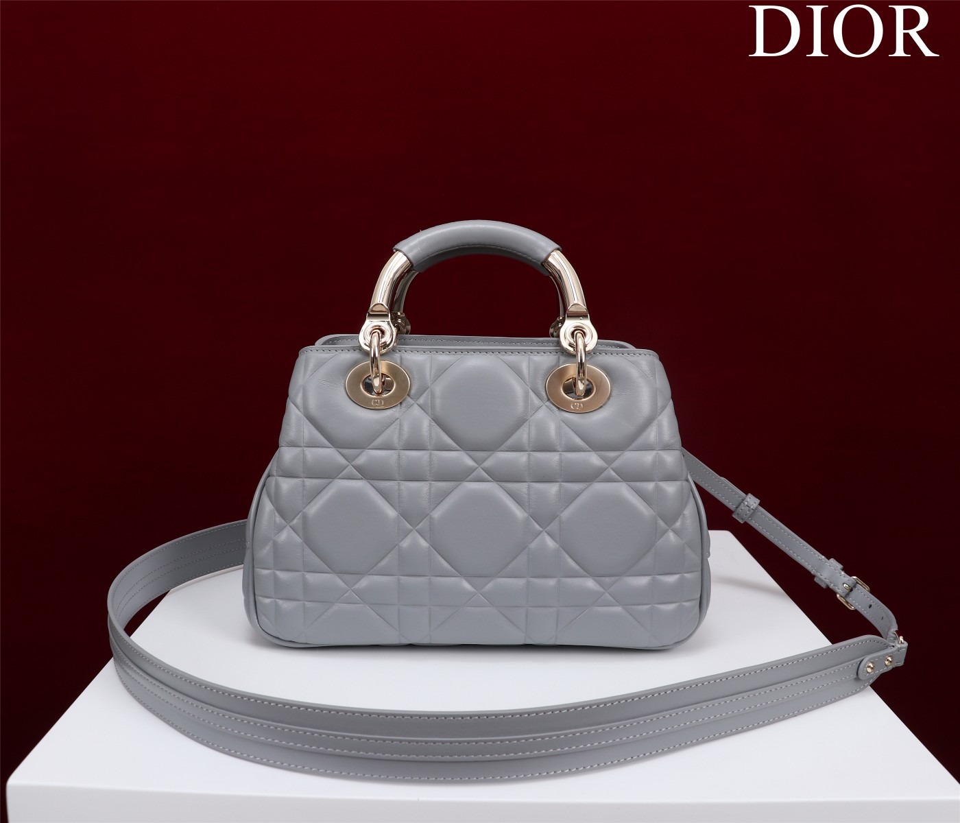 Bagsaaa D10r Lady 95.22 Grey Bag Gold Hardware - 30×19×12cm