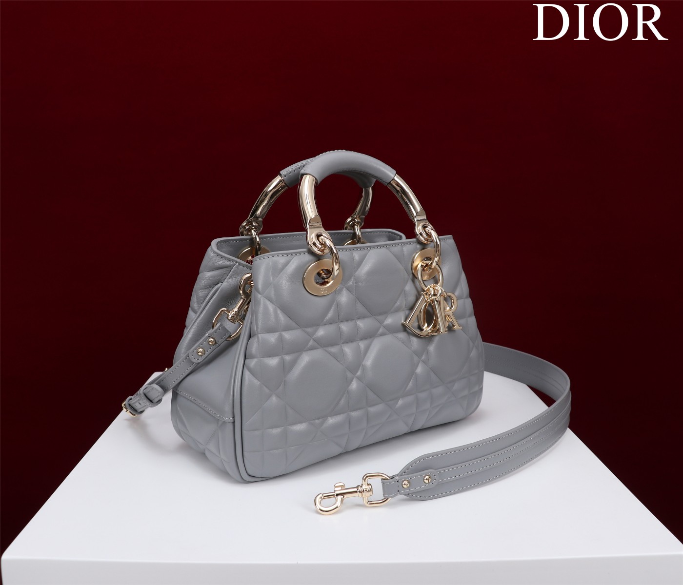 Bagsaaa D10r Lady 95.22 Grey Bag Gold Hardware - 30×19×12cm