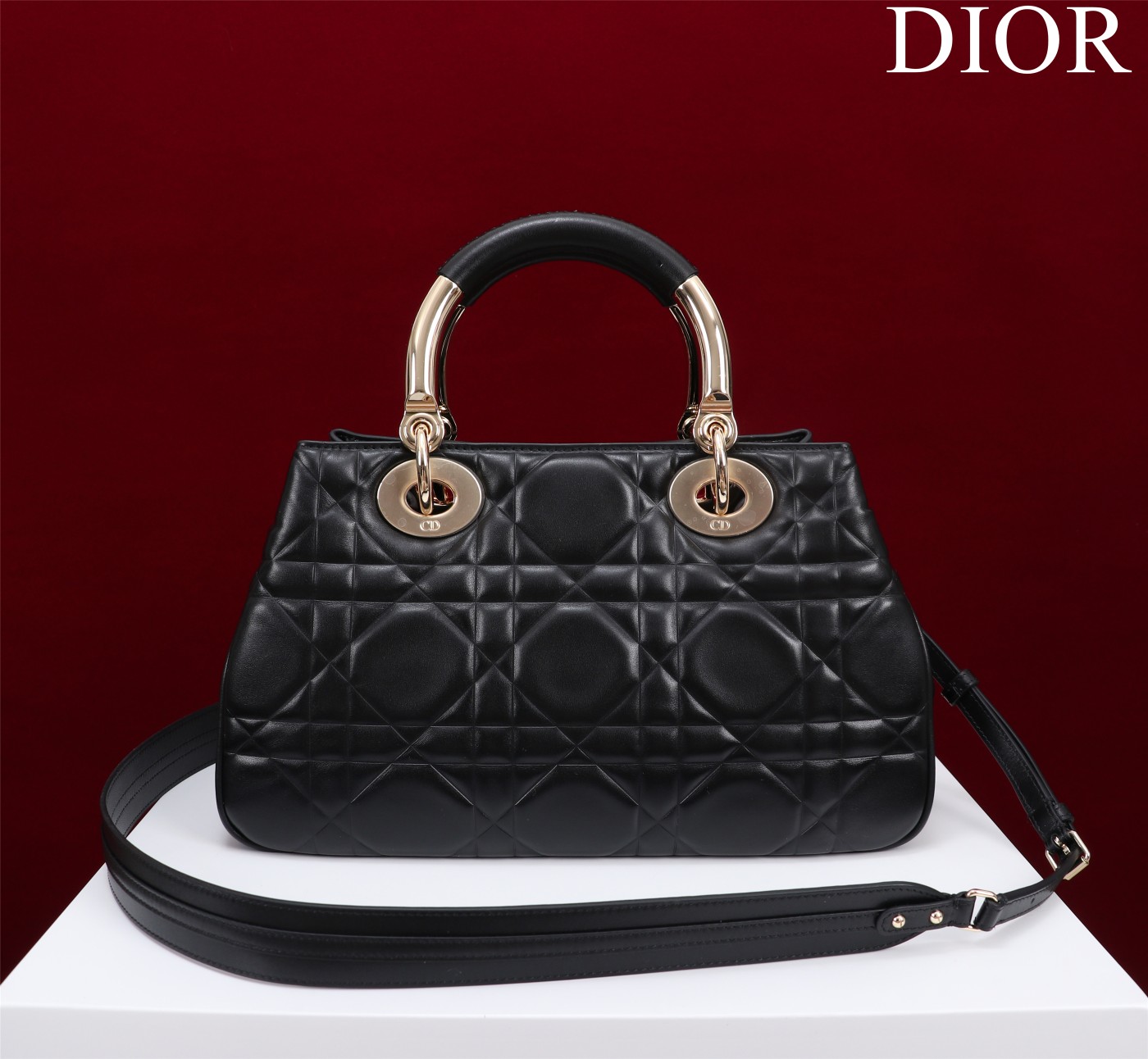 Bagsaaa D10r Lady 95.22 Black Bag Gold Hardware - 30×19×12cm