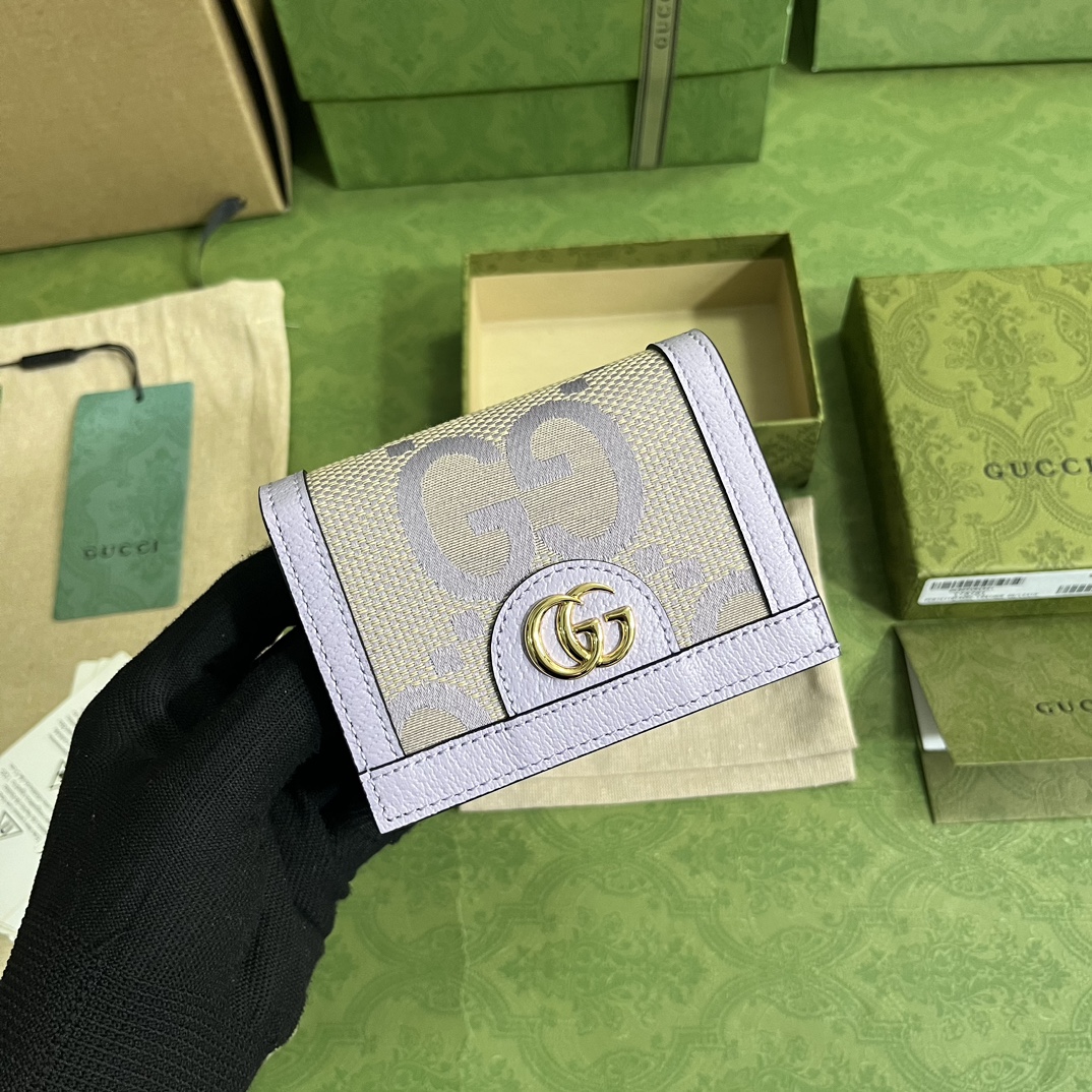 Bagsaaa Gvc*1 Ophidia jumbo GG card case purple - W11cm x H8.5cm x D3cm
