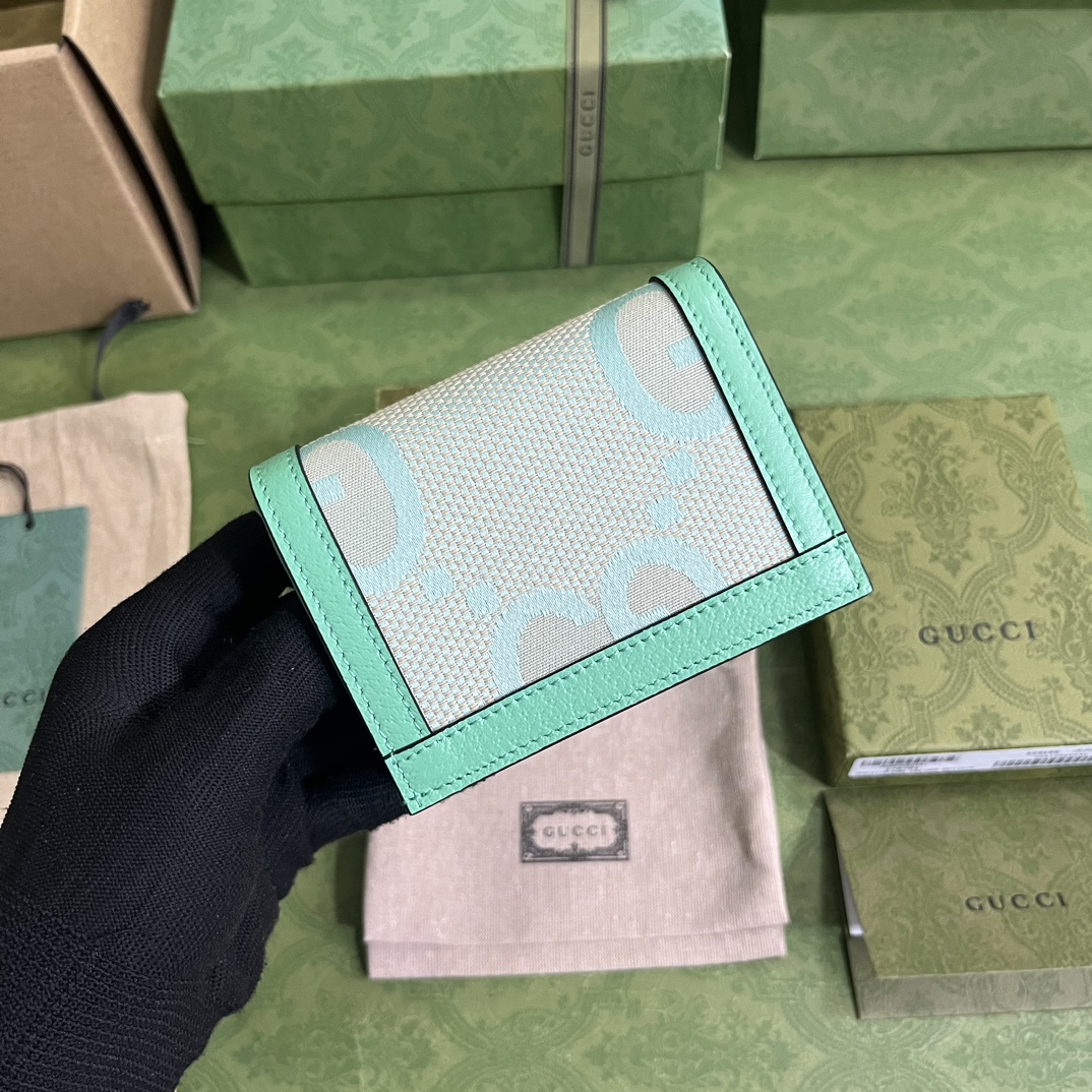 Bagsaaa Gvc*1 Ophidia jumbo GG card case green - W11cm x H8.5cm x D3cm