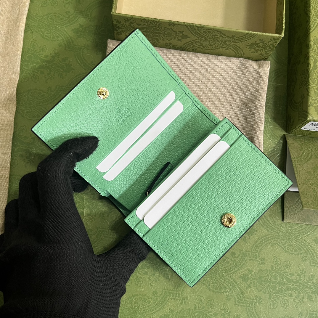 Bagsaaa Gvc*1 Ophidia jumbo GG card case green - W11cm x H8.5cm x D3cm