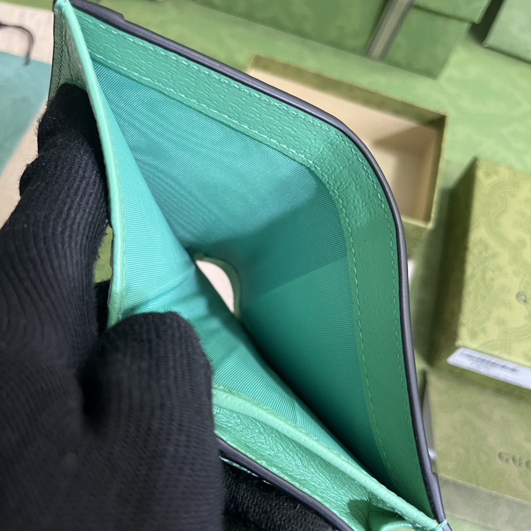 Bagsaaa Gvc*1 Ophidia jumbo GG card case green - W11cm x H8.5cm x D3cm