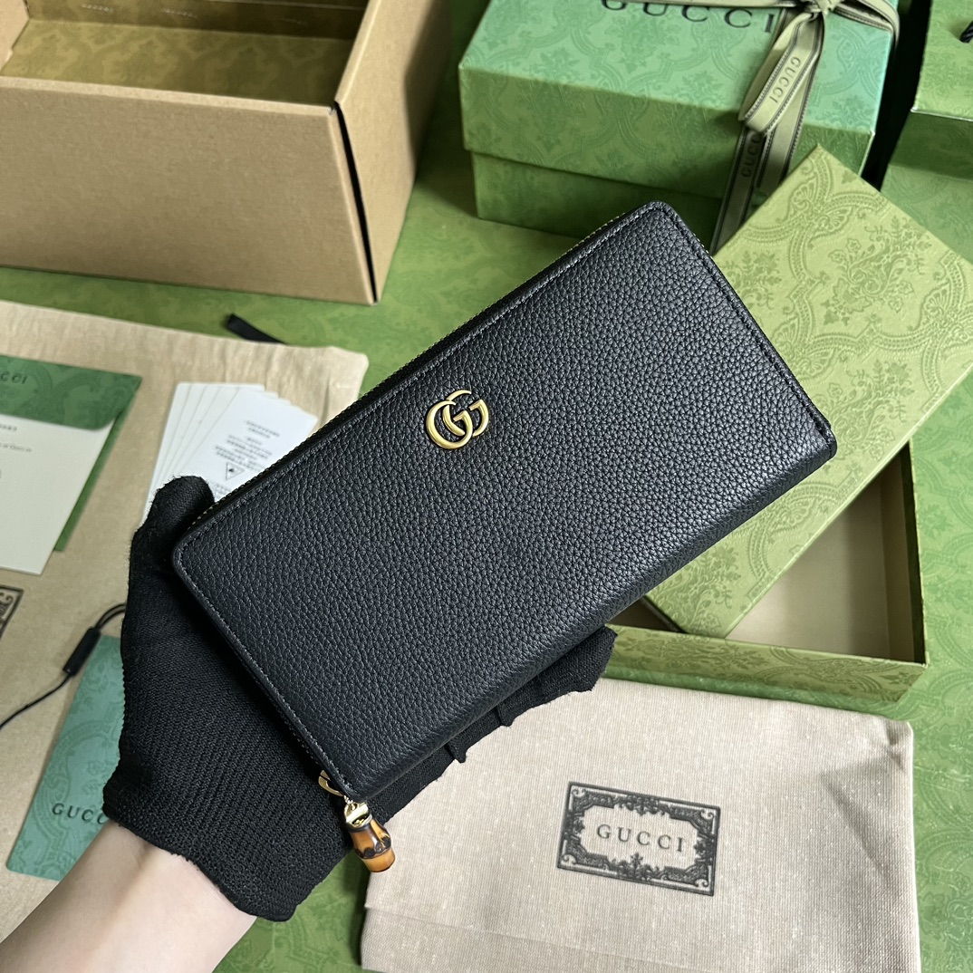 Bagsaaa Gvc*1 GG Marmont Zippy Black Wallet - 19.5x 111x 3cm