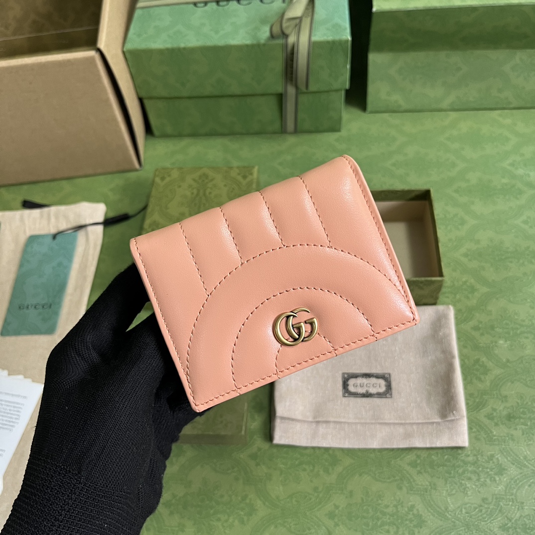 Bagsaaa Gvc*1 Marmont Pink Leather Wallet - 11 x 8.5 x 3cm