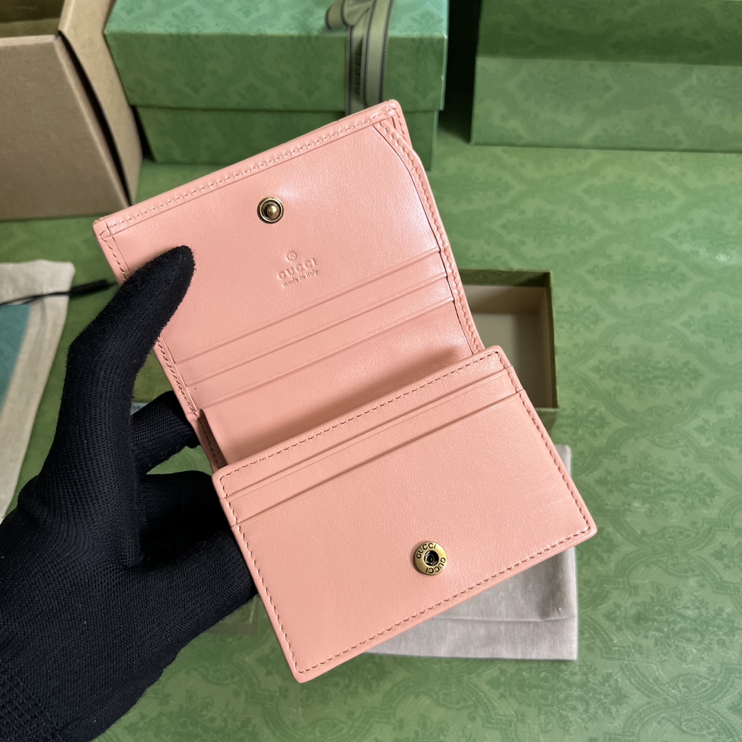 Bagsaaa Gvc*1 Marmont Pink Leather Wallet - 11 x 8.5 x 3cm