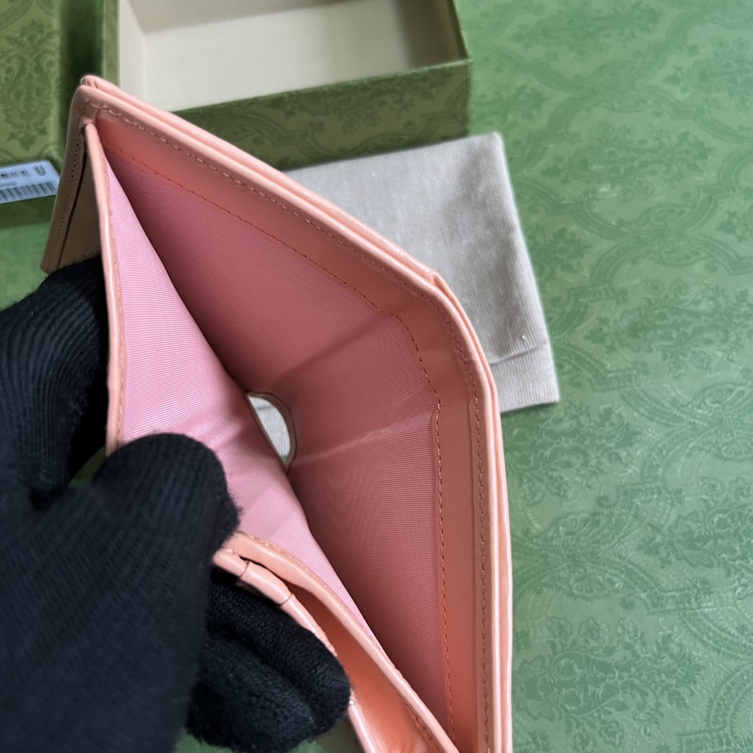 Bagsaaa Gvc*1 Marmont Pink Leather Wallet - 11 x 8.5 x 3cm