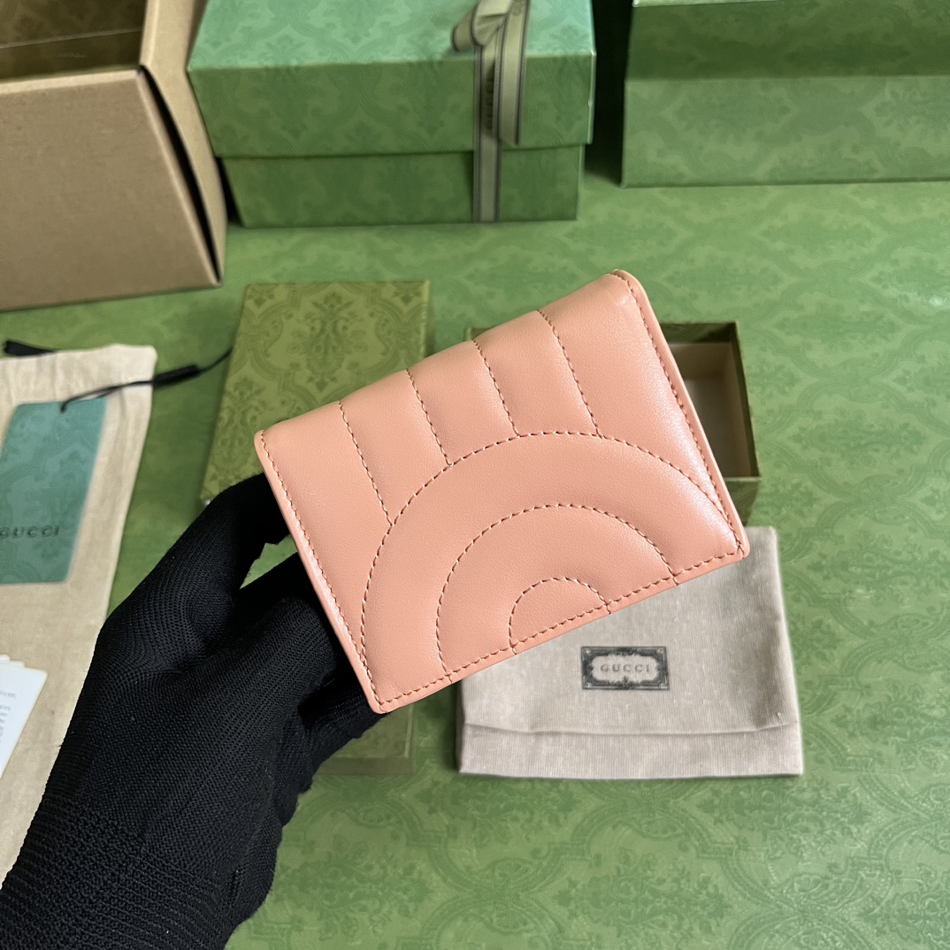 Bagsaaa Gvc*1 Marmont Pink Leather Wallet - 11 x 8.5 x 3cm
