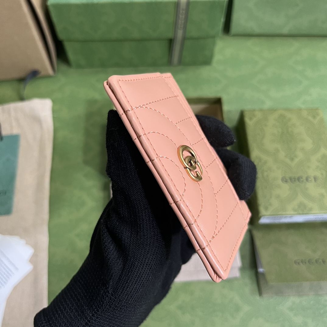 Bagsaaa Gvc*1 Marmont Pink Leather Card Holder - 10x7cm