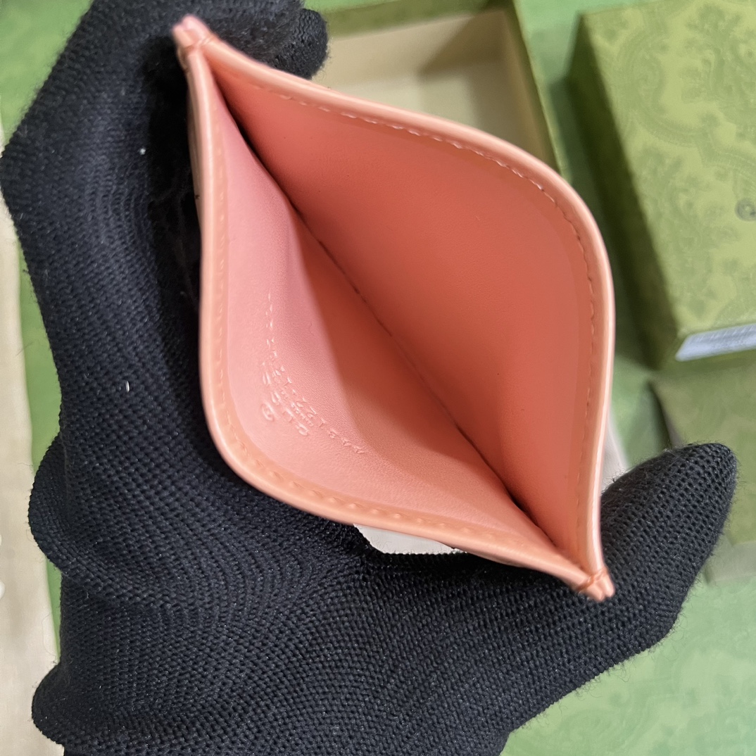 Bagsaaa Gvc*1 Marmont Pink Leather Card Holder - 10x7cm