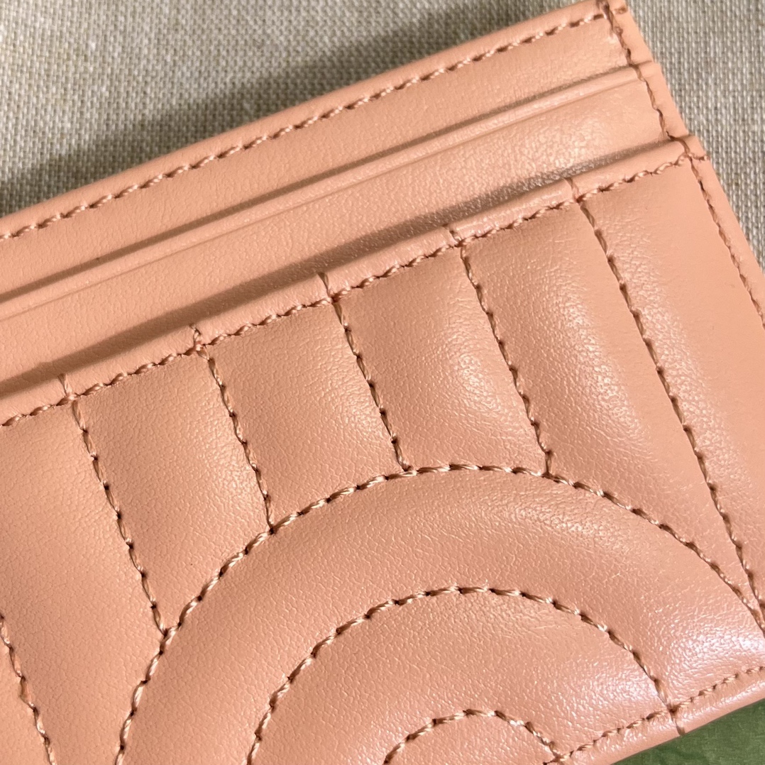 Bagsaaa Gvc*1 Marmont Pink Leather Card Holder - 10x7cm