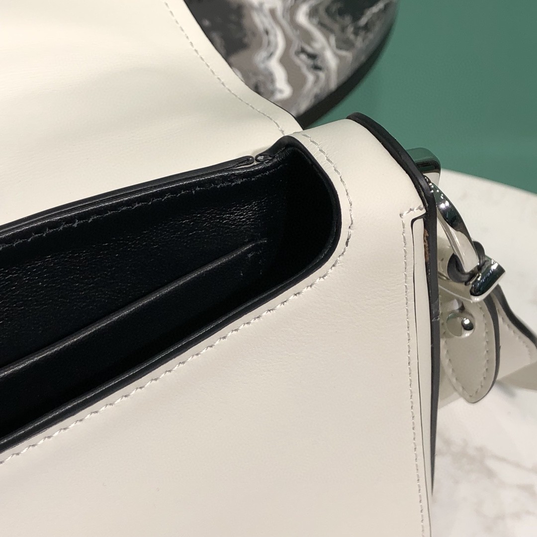 Bagsaaa Pra*a Crossbody leather white bag -23*18*5cm