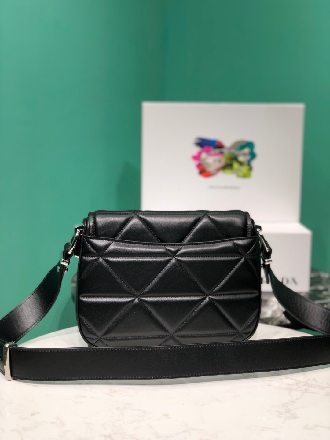 Bagsaaa Pra*a Crossbody leather black bag - 23*18*5cm