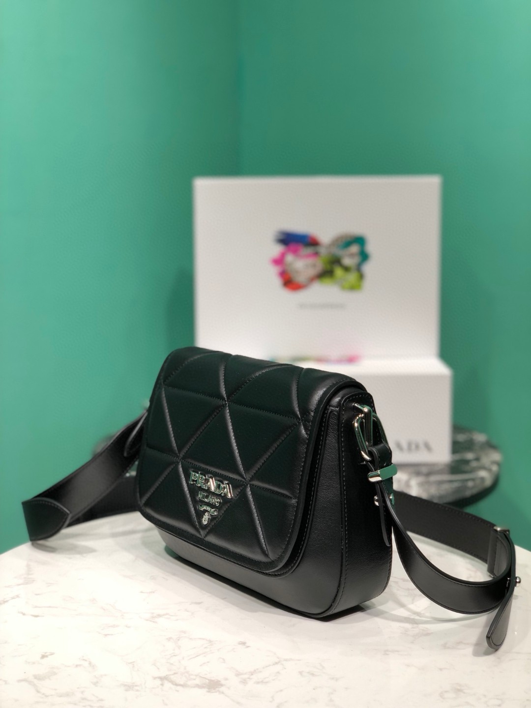 Bagsaaa Pra*a Crossbody leather black bag - 23*18*5cm