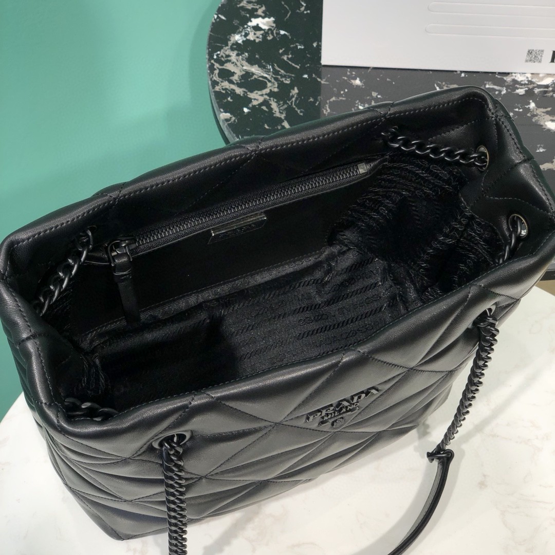 Bagsaaa Pra*a Nappa Spectrum Black Tote - 26.5*22*14cm