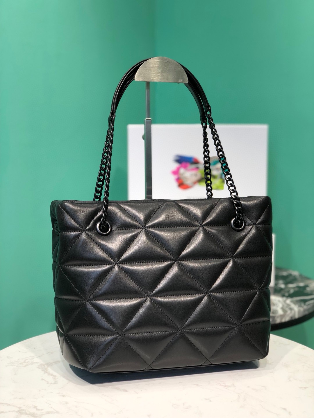 Bagsaaa Pra*a Nappa Spectrum Black Tote - 26.5*22*14cm