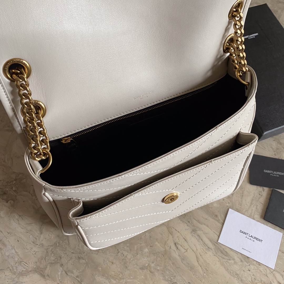 Bagsaaa Y51 Niki Medium Chain Bag In Lambskin Blanc Vintage - 28 X 20 X 8,5 CM
