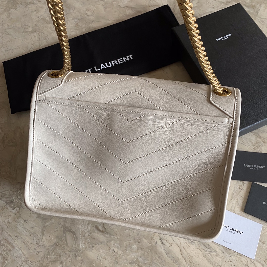 Bagsaaa Y51 Niki Medium Chain Bag In Lambskin Blanc Vintage - 28 X 20 X 8,5 CM
