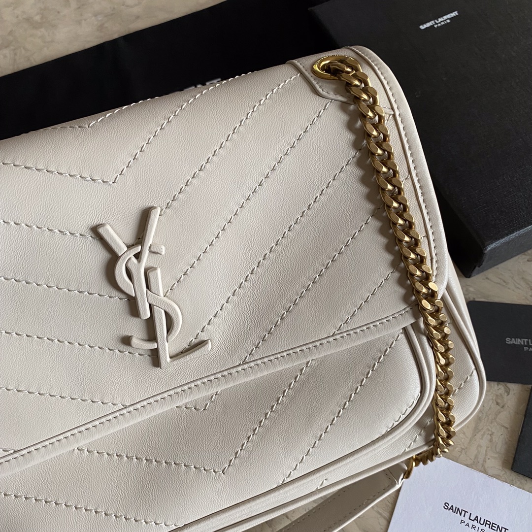 Bagsaaa Y51 Niki Medium Chain Bag In Lambskin Blanc Vintage - 28 X 20 X 8,5 CM