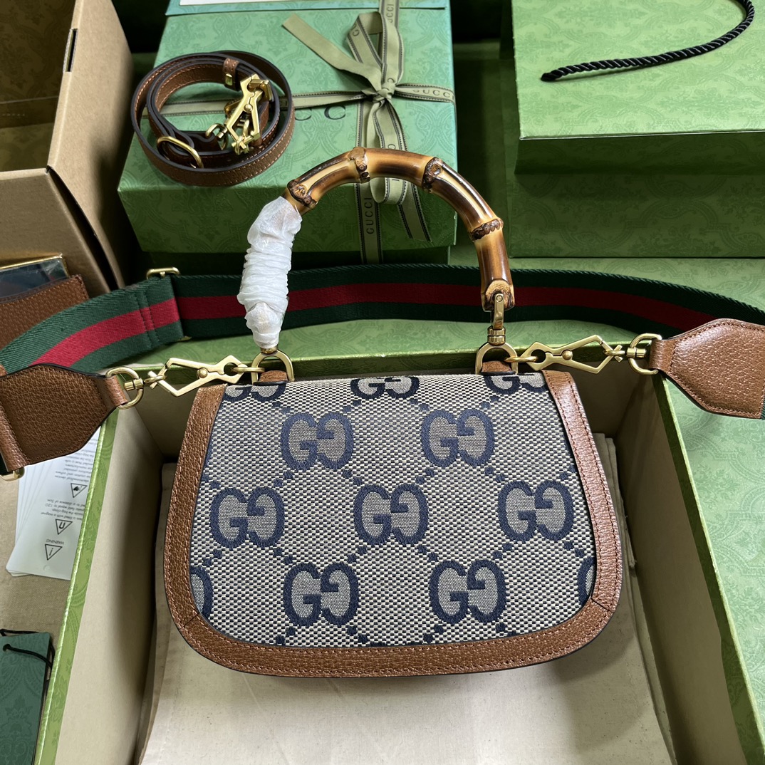 Bagsaaa Gvc*1 Bamboo 1947 jumbo GG medium top handle bag - 21x 15x 7cm