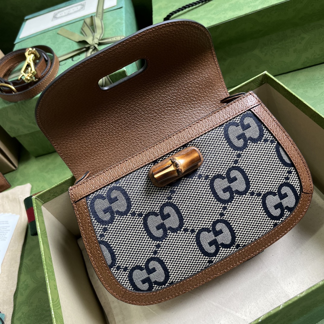 Bagsaaa Gvc*1 Bamboo 1947 jumbo GG medium top handle bag - 21x 15x 7cm