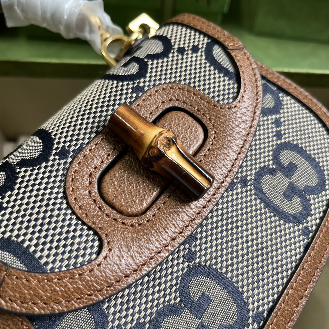 Bagsaaa Gvc*1 Bamboo 1947 jumbo GG small top handle bag - 17x 12x 7.5cm
