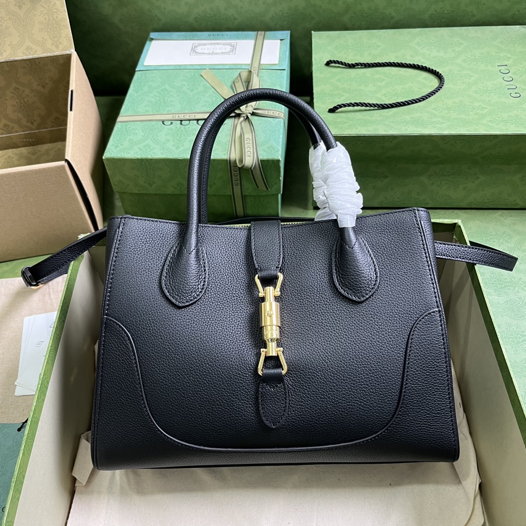 Bagsaaa Gvc*1 Jackie 1961 small natural grain black tote - 30x 23x 12cm